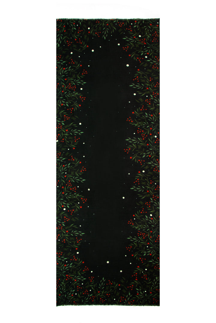 Elegant Merino wool and silk shawl draped over shoulders,perfect for women's evening wear