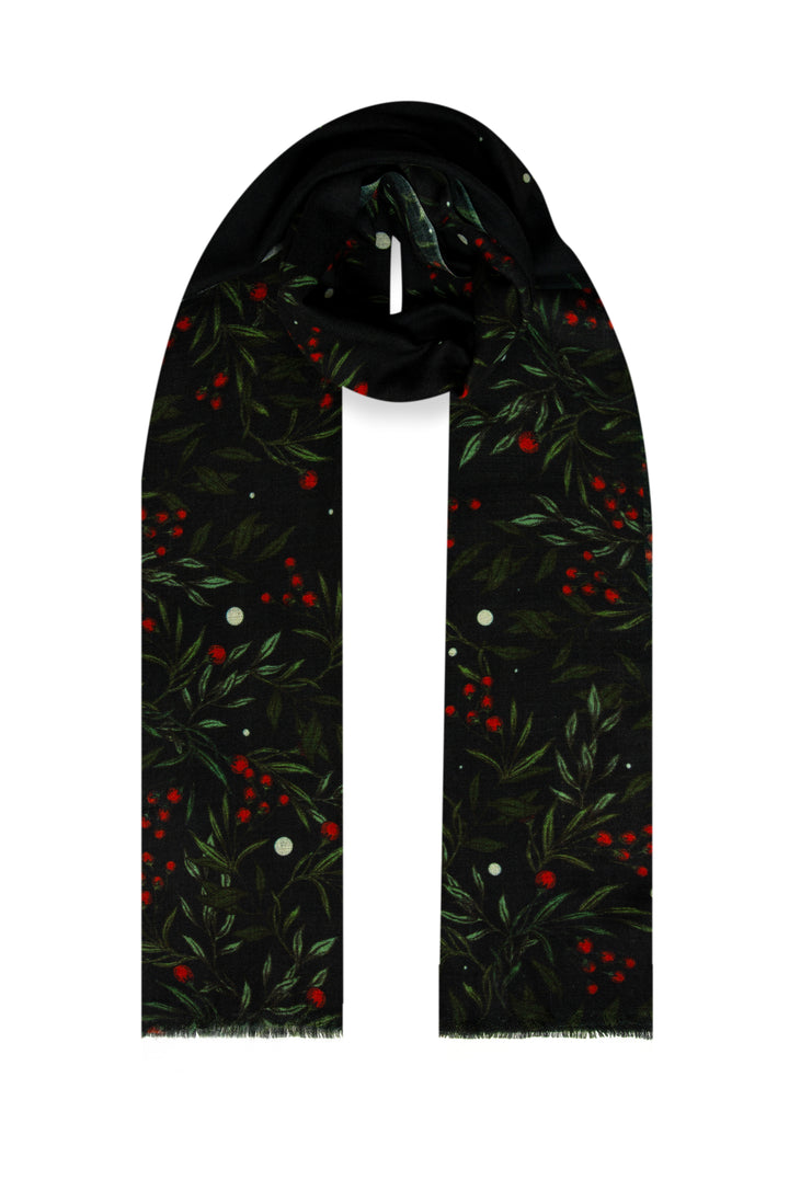 Elegant Merino wool and silk shawl draped over shoulders,perfect for women's evening wear