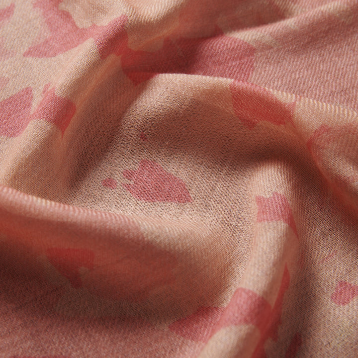 Elegant Merino wool and silk shawl draped over shoulders,perfect for women's evening wear