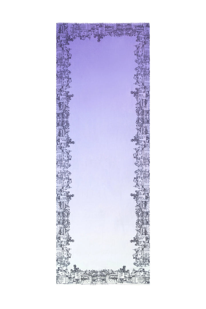 Elegant Merino wool and silk shawl draped over shoulders,perfect for women's evening wear