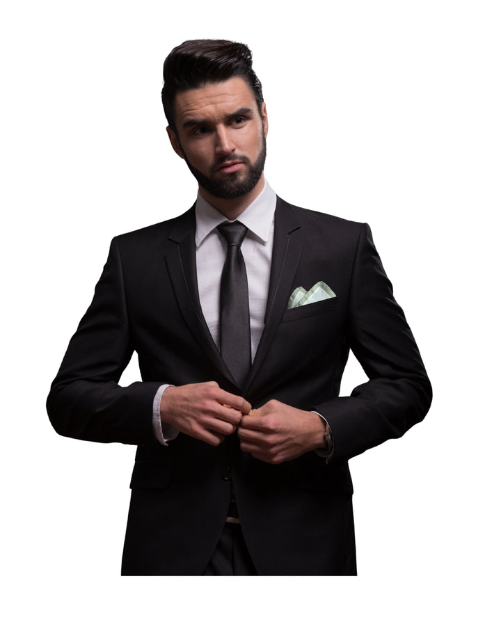 PRESS IN PETALS LIGHT GREEN PRINTED MEN’S SILK POCKET SQUARE