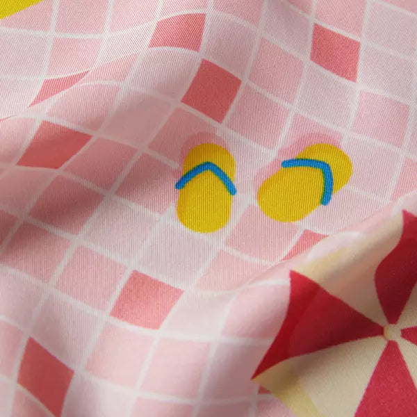 SUNBURNED PINK & YELLOW PRINTED MEN’S SILK POCKET SQUARE