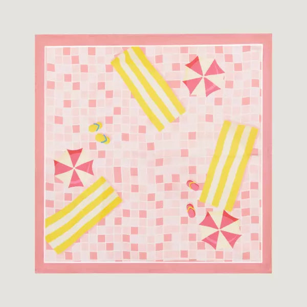 SUNBURNED PINK & YELLOW PRINTED MEN’S SILK POCKET SQUARE