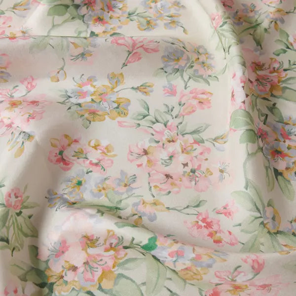 Pink Blossoms - 100% Silk Hair Scarf