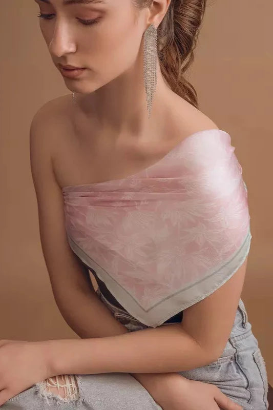 pink silk scarf