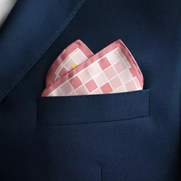 SUNBURNED PINK & YELLOW PRINTED MEN’S SILK POCKET SQUARE