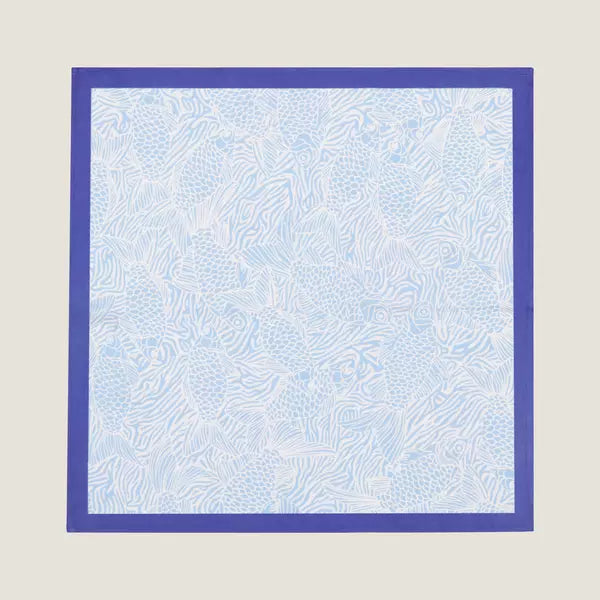 MARINE VESTIGE LIGHT BLUE PRINTED MEN’S SILK POCKET SQUARE