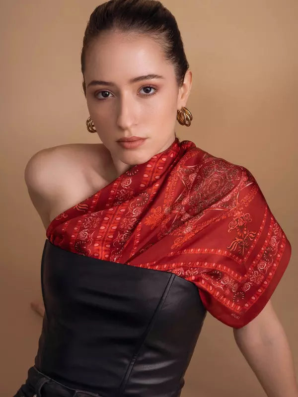 red silk scarf