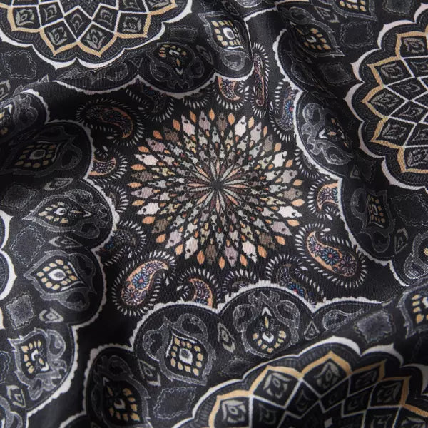 THROUGH THE LENS BLACK PRINTED MEN’S SILK POCKET SQUARE